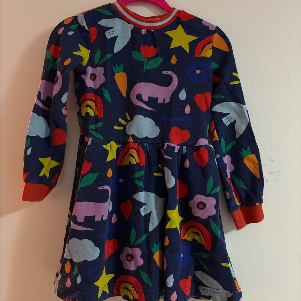 Mini Boden Vibrant Blue and Red Kids Dress